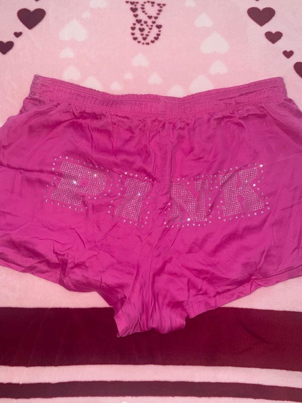 Pink Rhinestone Women's Sleep Shorts - PINK Victoria's Secret Logo
